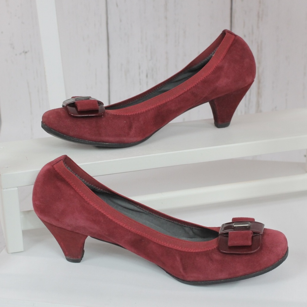 Stuart Weitzman Buckle Kitten Heel Pumps - Picture 1 of 8